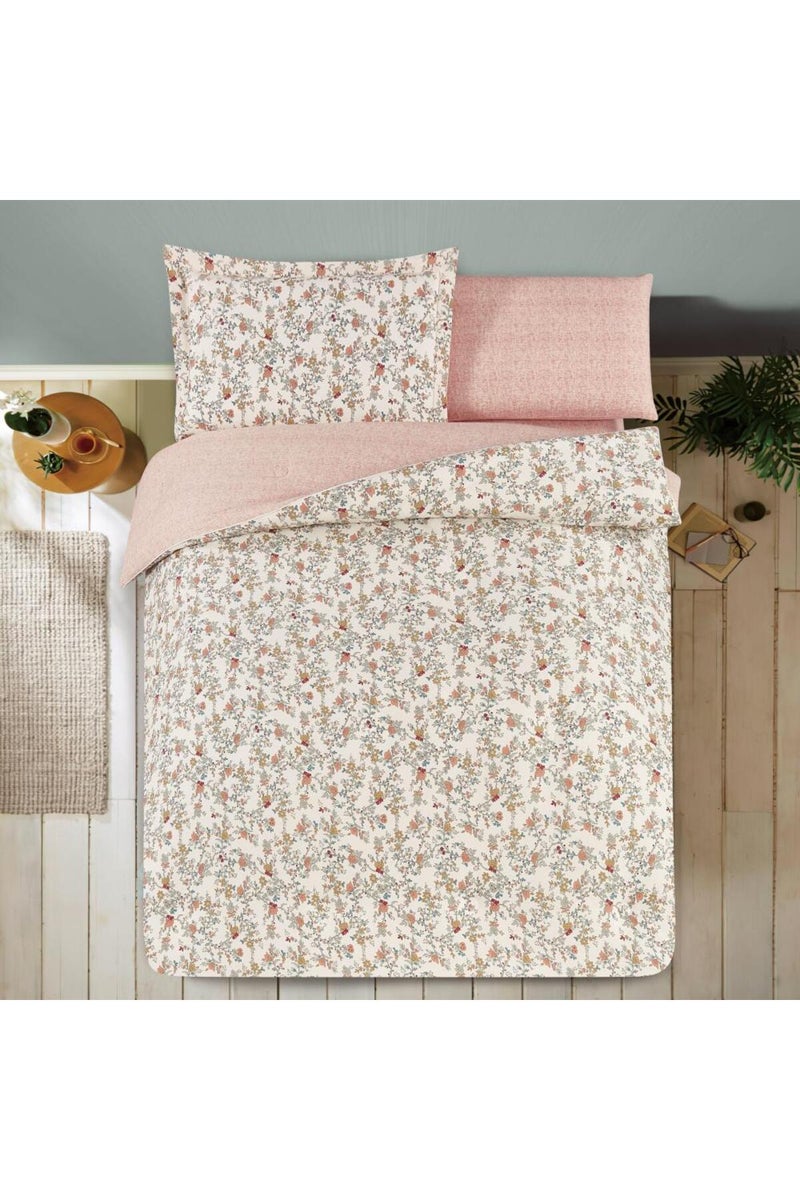 ميلين طقم مفرش سرير صيفي مفرد ونص قطن 100% - 4 قطع – يناسب سرير بمقاس 200x120 - نولين -كريمي - زهري - Image 2