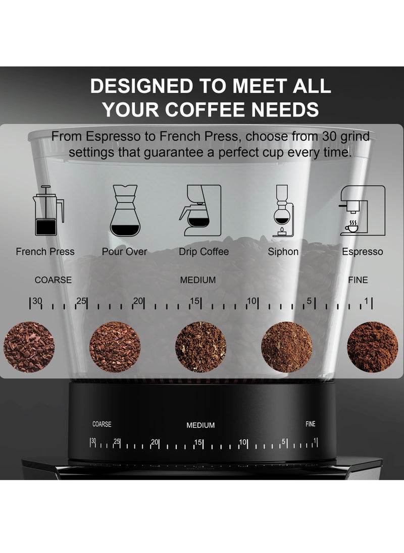 Biolomix 12-Cups Electric Coffee Grinder with 30 Gears Precise Settin, 2-in-1 Stainless Steel Coffee Grinder, LCD Screen and Large Capacity for Turkish/Espresso/Mocha/Drip/Pour Over/French Press  - Image 4