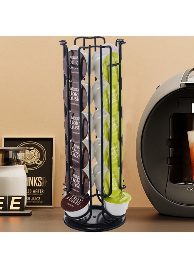 AYY HOME Dolce Gusto coffee capsule rotating storage rack 24 grids no-search electroplated metal desktop storage rack small capsule rack（Black） - Image 2