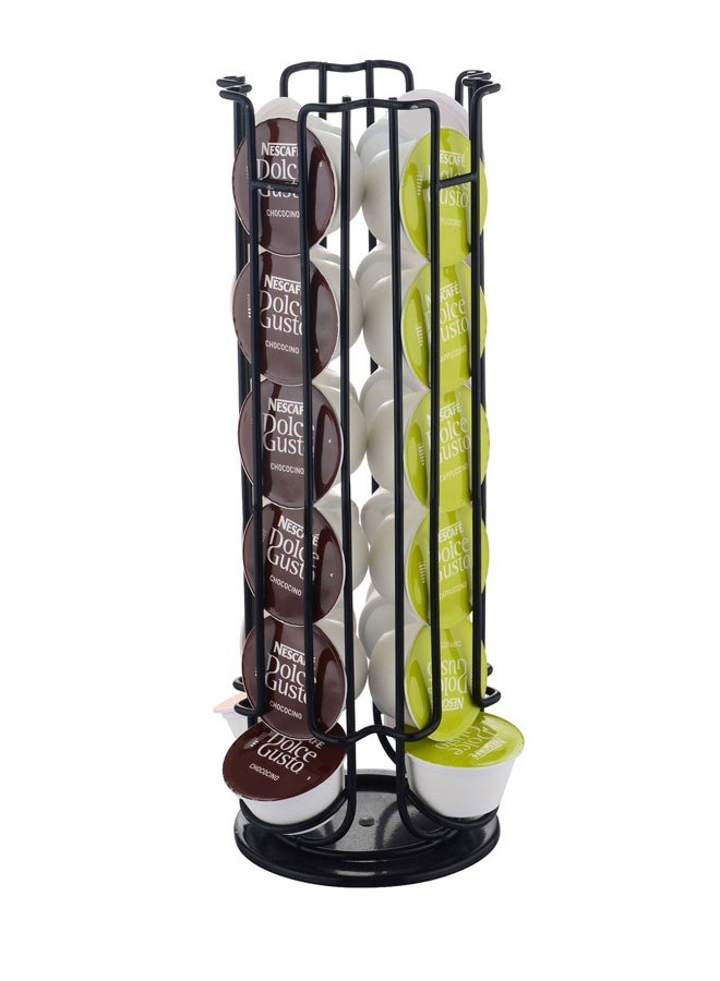 AYY HOME Dolce Gusto coffee capsule rotating storage rack 24 grids no-search electroplated metal desktop storage rack small capsule rack（Black） - Image 1
