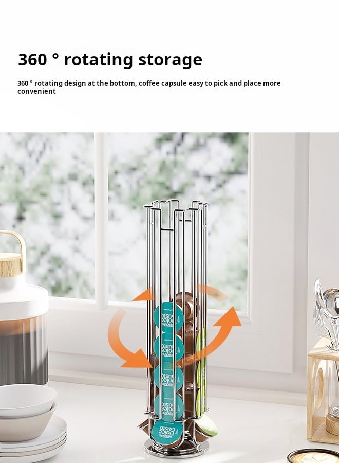 AYY HOME Dolce Gusto coffee capsule rotating storage rack 24 grids no-search electroplated metal desktop storage rack small capsule rack（Black） - Image 3