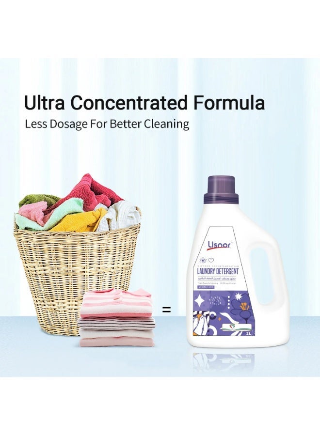 Lisnor Laundry Liquid Detergent, All In One Powerful Cleaning and Stain Remover With Aromatic Saffron Fragrance and Fabric Softener 2L, Pack of 1 - Image 5
