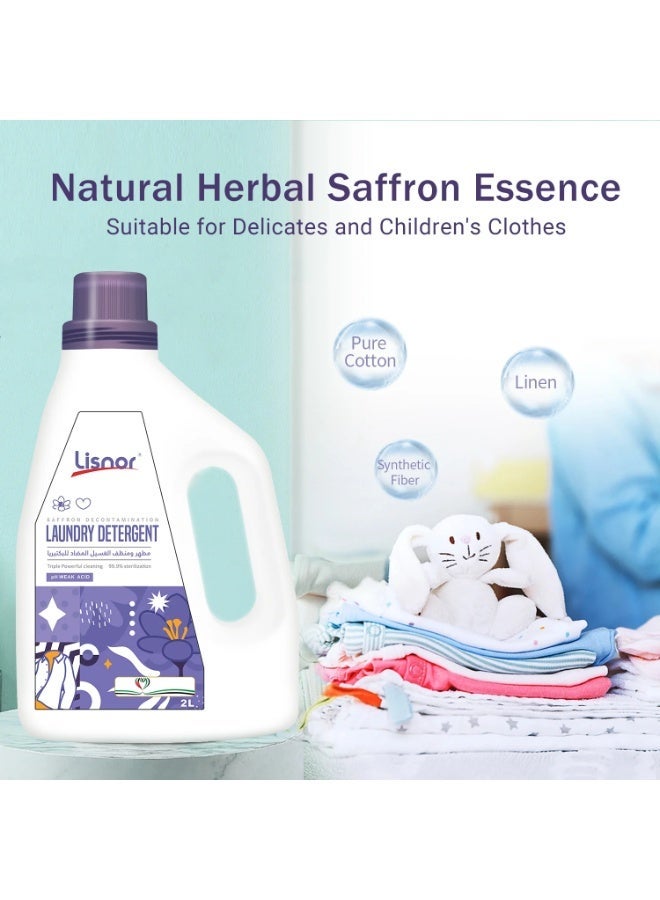 Lisnor Laundry Liquid Detergent, All In One Powerful Cleaning and Stain Remover With Aromatic Saffron Fragrance and Fabric Softener 2L, Pack of 1 - Image 3