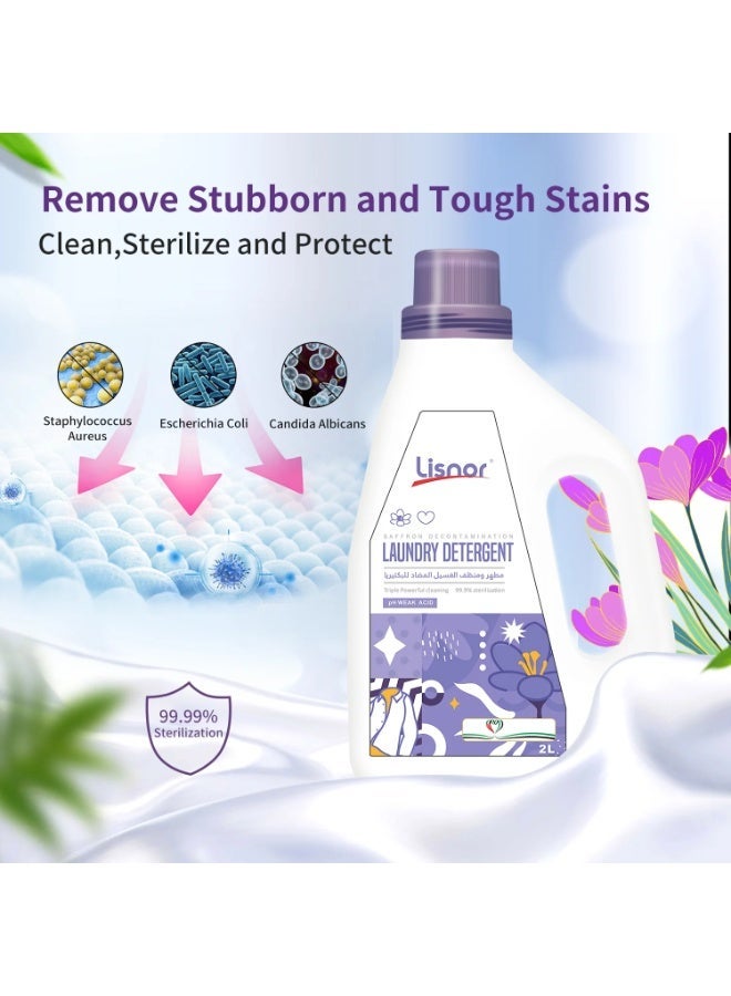 Lisnor Laundry Liquid Detergent, All In One Powerful Cleaning and Stain Remover With Aromatic Saffron Fragrance and Fabric Softener 2L, Pack of 1 - Image 4