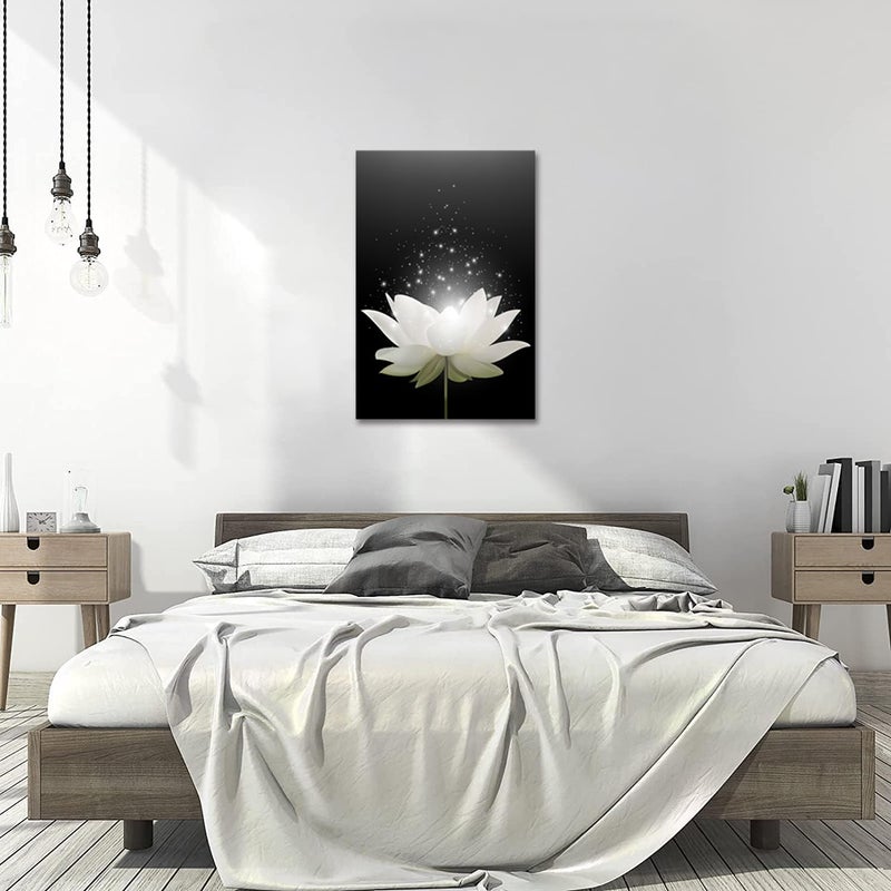 YIOZHAOFH Canvas Prints Wall Art Lotus Floral Blossom Pictures for Modern Wall Decor Artwork Spirtual Meditation Prints on Canvas Wall Decor for Yoga Room Framed (12x16inch)  - Image 4