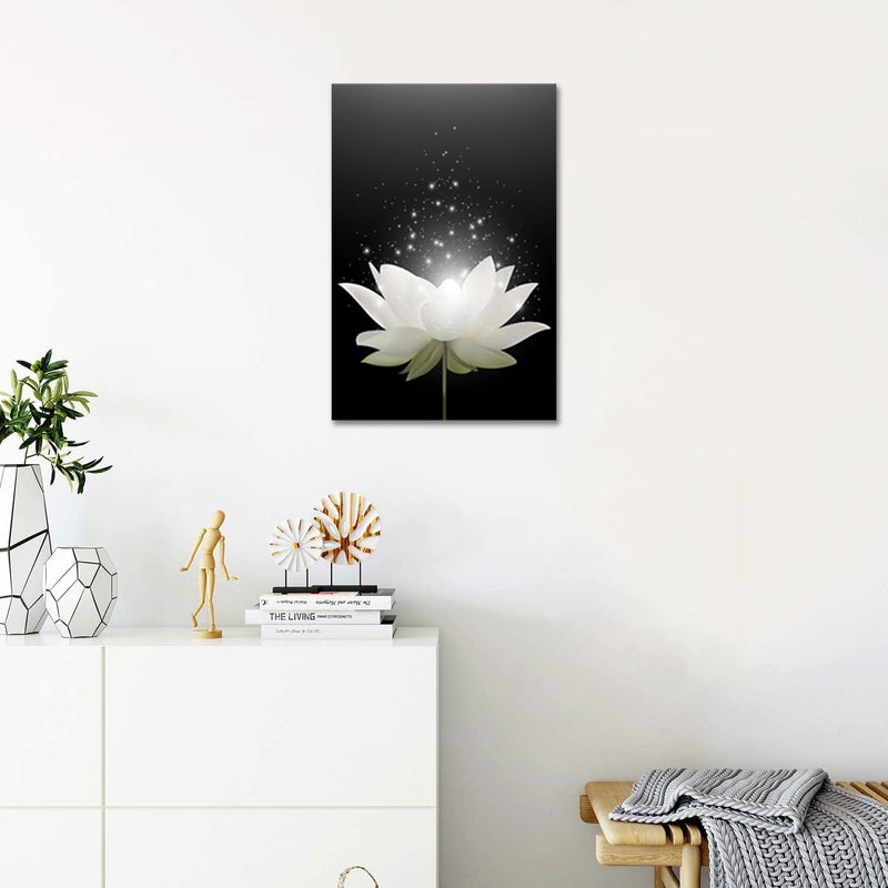 YIOZHAOFH Canvas Prints Wall Art Lotus Floral Blossom Pictures for Modern Wall Decor Artwork Spirtual Meditation Prints on Canvas Wall Decor for Yoga Room Framed (12x16inch)  - Image 3