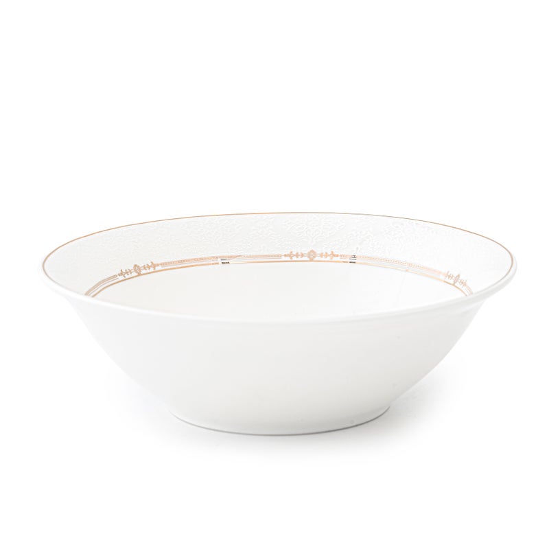 Shallow ISLA New Bone China Bowl 23 cm  Large White Serving Bowl for Salads & Sharing, Elegant Tableware for Daily Use, Brunch, Ramadan, Eid, Diwali & Gifting - Image 1