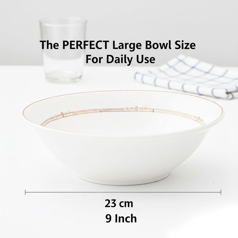 Shallow ISLA New Bone China Bowl 23 cm  Large White Serving Bowl for Salads & Sharing, Elegant Tableware for Daily Use, Brunch, Ramadan, Eid, Diwali & Gifting - Image 2
