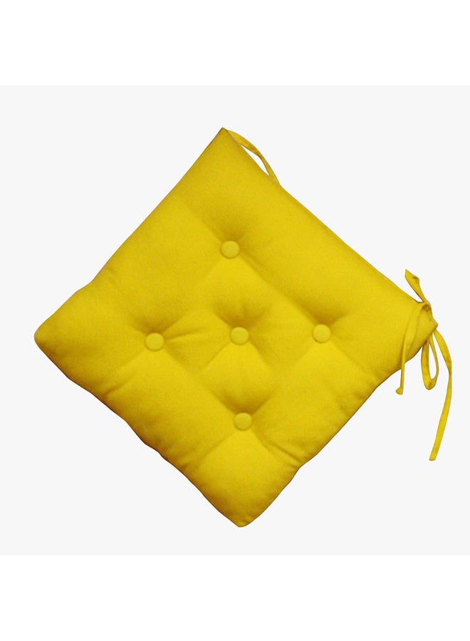 Danube Home Ayaana Chair Pad 400 GM Polyester Canvas Dyed Soft Chair Seat Pads Comfortable Chairpad Cushions For Indoor Outdoor Garden Patio Kitchen Office Chairs Dining L 40 x W 40 cm-Yellow