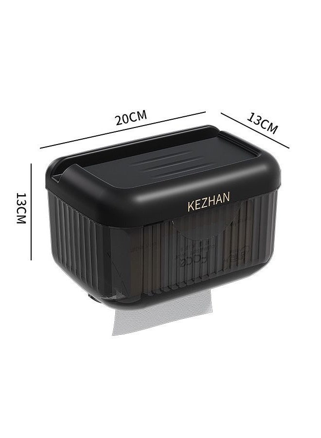 صندوق مناديل الحمام، مثبت على الحائط، مقاوم للماء والرطوبة بدون حفر، درج ورق تواليت الحمام ثنائي الاستخدام، لاصق غير قابل للترك، تصميم على الرف العلوي - Image 2