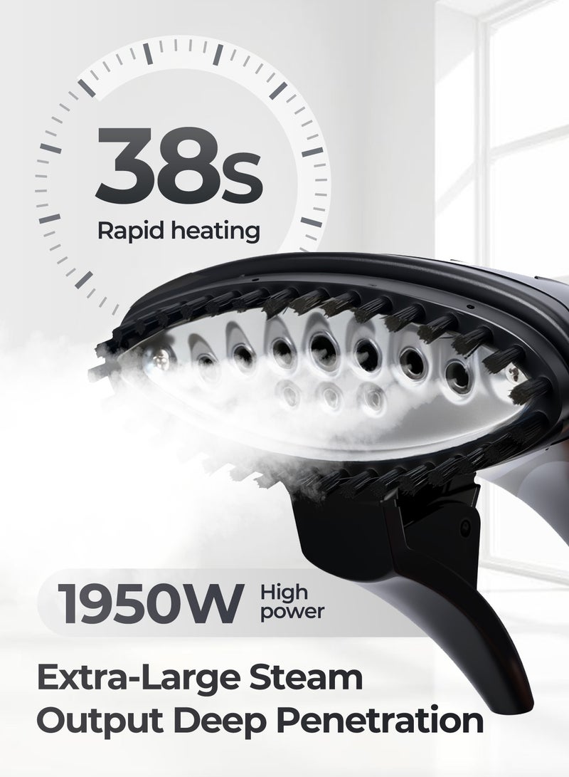 دوشر جهاز كي بالبخار عمودي للملابس مزودة بنظام تعليق البدلات، 11 مستوى للبخار، حماية من الحرارة الزائدة، أعمدة تلسكوبية عالية الجودة، مثالية للاستخدام المنزلي والتجاري 1.3 لتر 1950 واط، بدون عجلات - Image 2