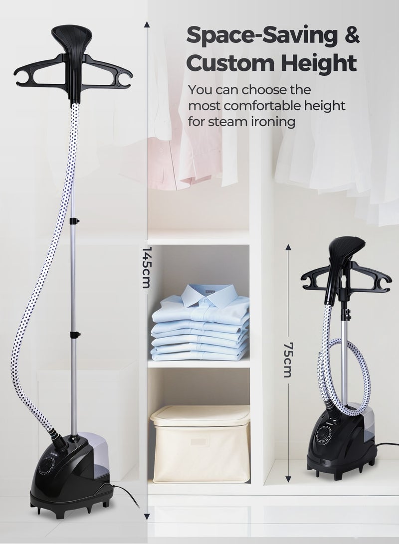 دوشر جهاز كي بالبخار عمودي للملابس مزودة بنظام تعليق البدلات، 11 مستوى للبخار، حماية من الحرارة الزائدة، أعمدة تلسكوبية عالية الجودة، مثالية للاستخدام المنزلي والتجاري 1.3 لتر 1950 واط، بدون عجلات - Image 5