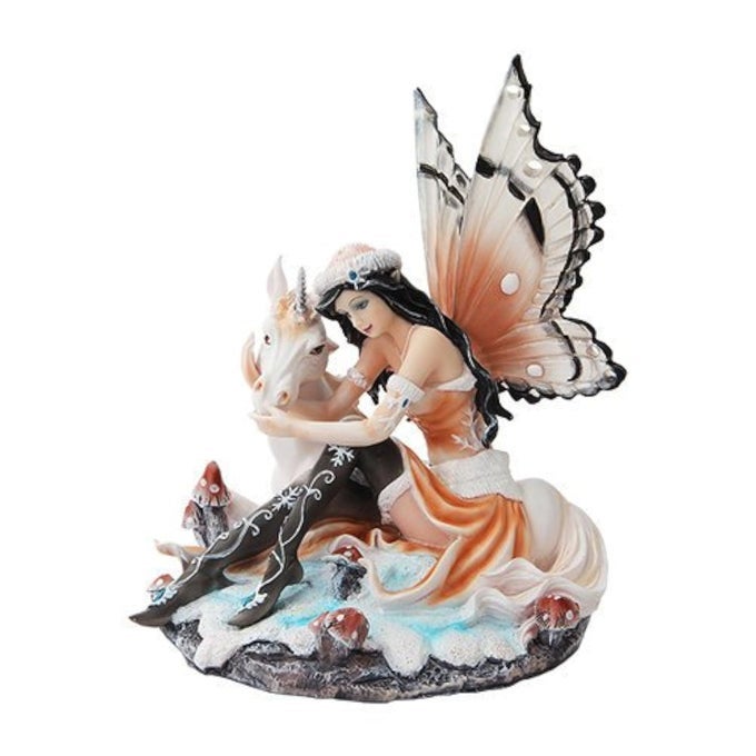 75 Inch Butterfly Winged Fairy with Magical Unicorn Statue Figurine