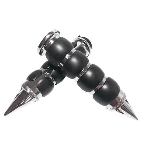 MOTLTECH Motorcycle Hand Grips 7/8" Universal Spike Non-Slip Handlebar Grips Chrome Black Rubber Fit for Most Motorcycles Cruisers Motor Bikes Choppers - Image 1