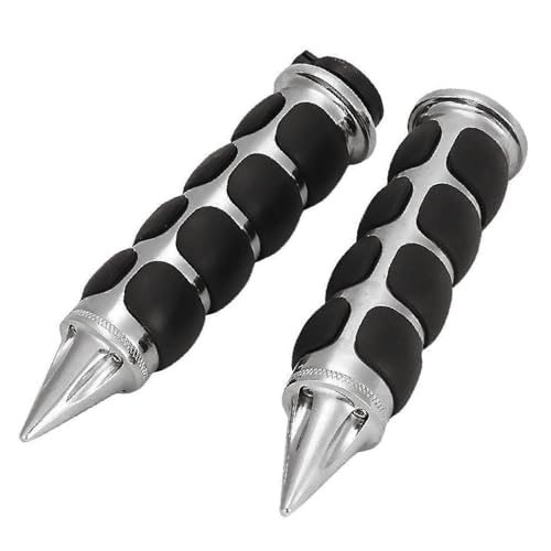 MOTLTECH Motorcycle Hand Grips 7/8" Universal Spike Non-Slip Handlebar Grips Chrome Black Rubber Fit for Most Motorcycles Cruisers Motor Bikes Choppers - Image 4
