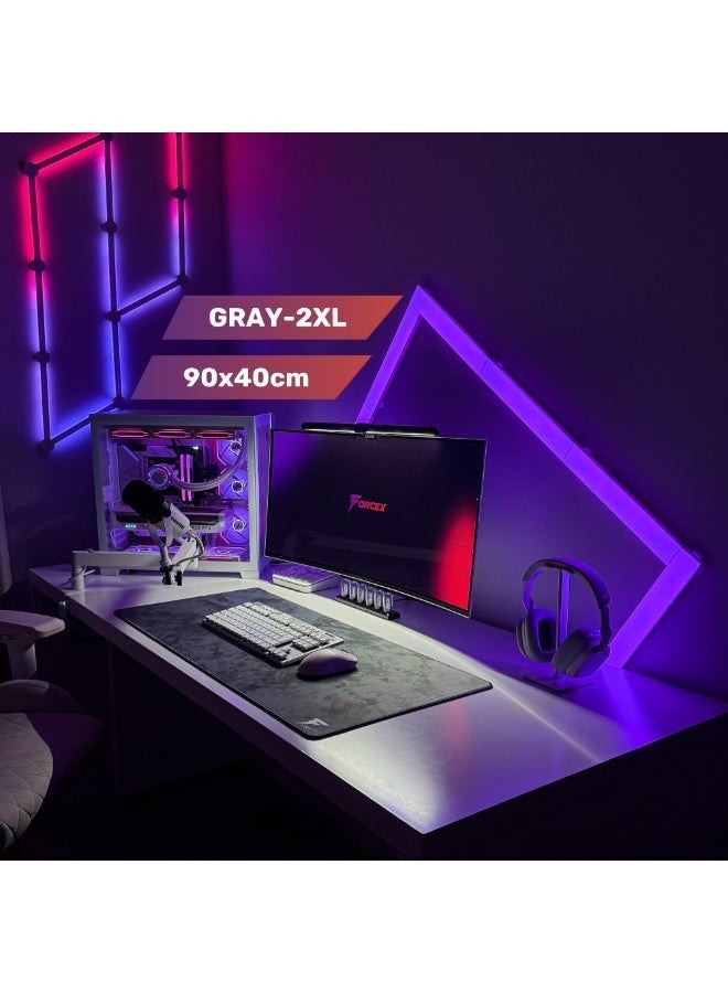 Forcex Signature Gray Waterproof Gaming Grey and White Mousepad – Large Extended Non-Slip Mouse Pad for Gamers, Precision Surface, Durable Design 2XL (90*40cm) - Image 2