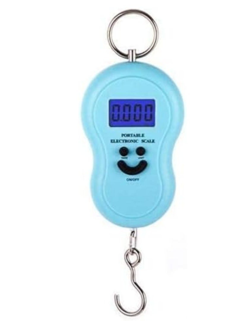 Portable Digital Hanging Scale 30kg – Blue, LCD Display, Cartoon Smile Design - Image 1