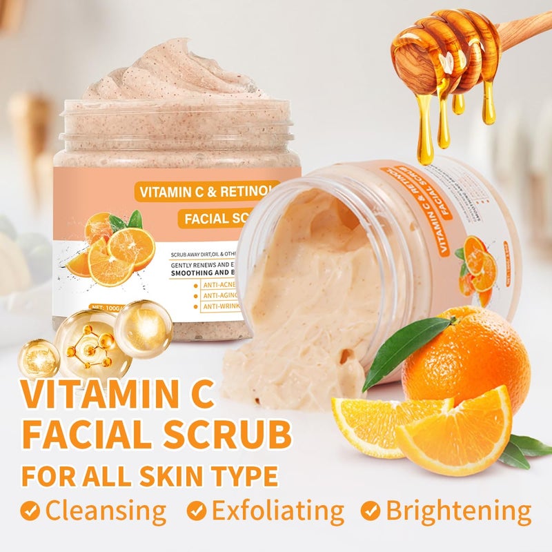 IREV Vitamin C Face Scrub, Exfoliating Facial Wash with Retinol, Facial Scrub,Facial Exfoliating Scrub, Facial Scrubs for Women,Deep Cleansing Face Wash Cleanser for Women Men - Image 3