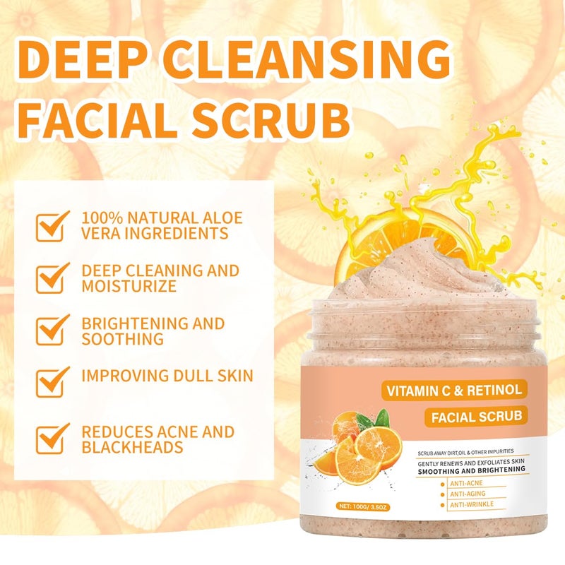 IREV Vitamin C Face Scrub, Exfoliating Facial Wash with Retinol, Facial Scrub,Facial Exfoliating Scrub, Facial Scrubs for Women,Deep Cleansing Face Wash Cleanser for Women Men - Image 4