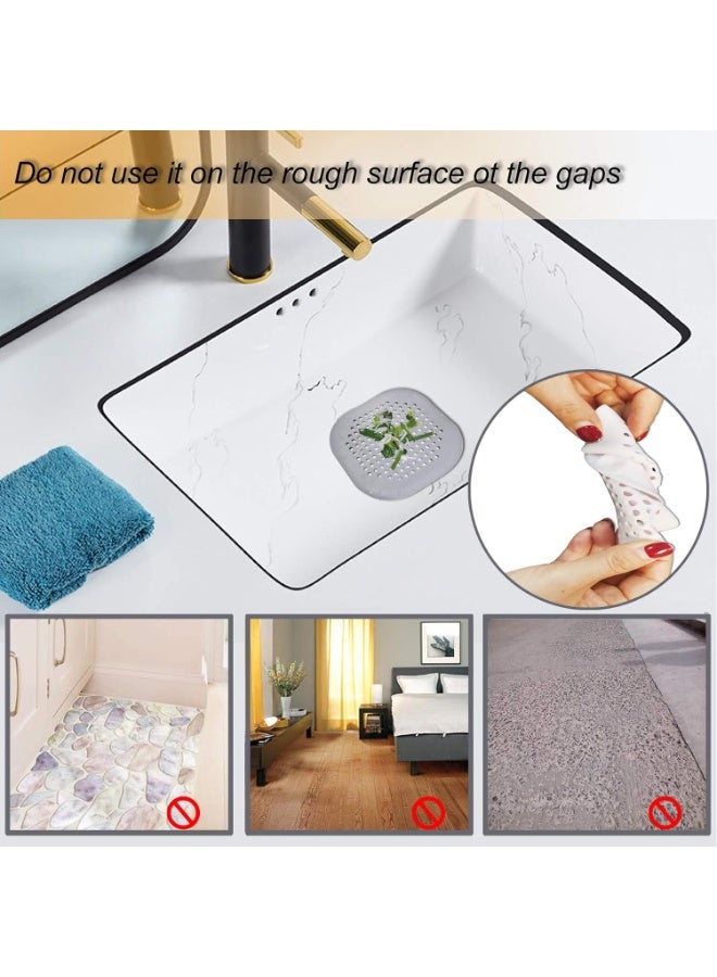 Hair Catcher,Square Hair Drain Cover for Shower Silicone Hair Stopper with Suction Cup,Easy to Install Suit for Bathroom,Bathtub,Kitchen 2 Pack (Grey White) | Drainer Cover Silicone Hair Stopper with Suction Cups,Protector Accessories,Easy to Install Suit for Bathroom,Bathtub,Sink - Image 2