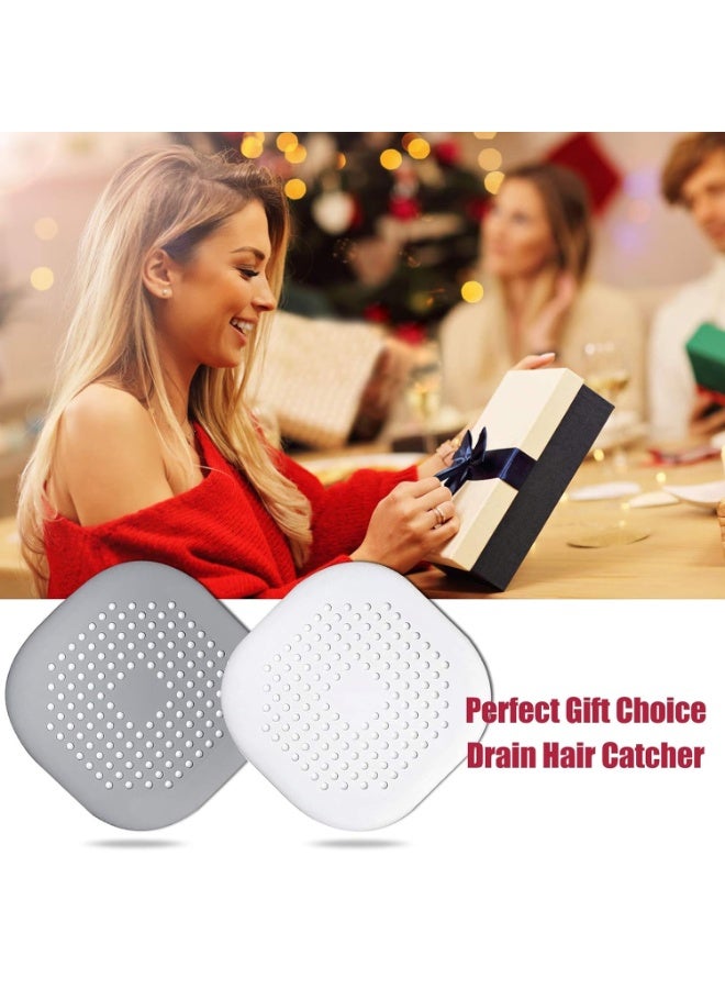Hair Catcher,Square Hair Drain Cover for Shower Silicone Hair Stopper with Suction Cup,Easy to Install Suit for Bathroom,Bathtub,Kitchen 2 Pack (Grey White) | Drainer Cover Silicone Hair Stopper with Suction Cups,Protector Accessories,Easy to Install Suit for Bathroom,Bathtub,Sink - Image 4