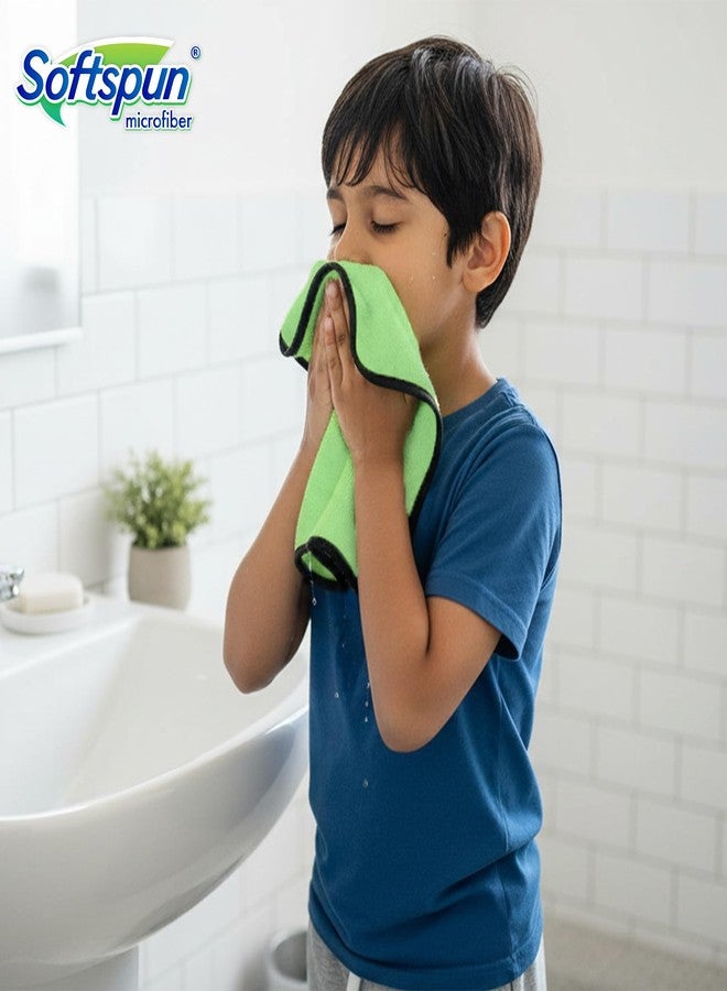 SOFTSPUN Microfiber Baby Hand & Face Wipes 280 GSM 20x30 Cms 4 Piece Towel Set Green! Super Soft & Comfortable for Newborn Baby and Kids Quick Drying Ultra Absorbent in Small Size. - Image 3