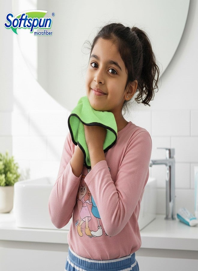 SOFTSPUN Microfiber Baby Hand & Face Wipes 280 GSM 20x30 Cms 4 Piece Towel Set Green! Super Soft & Comfortable for Newborn Baby and Kids Quick Drying Ultra Absorbent in Small Size. - Image 2