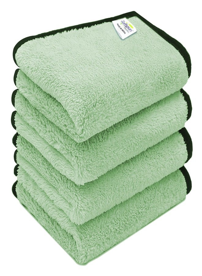 SOFTSPUN Microfiber Baby Hand & Face Wipes 280 GSM 20x30 Cms, 4 Piece Towel Set, Parrot Green! Super Soft & Comfortable for Newborn Baby and Kids Quick Drying Ultra Absorbent in Small Size.