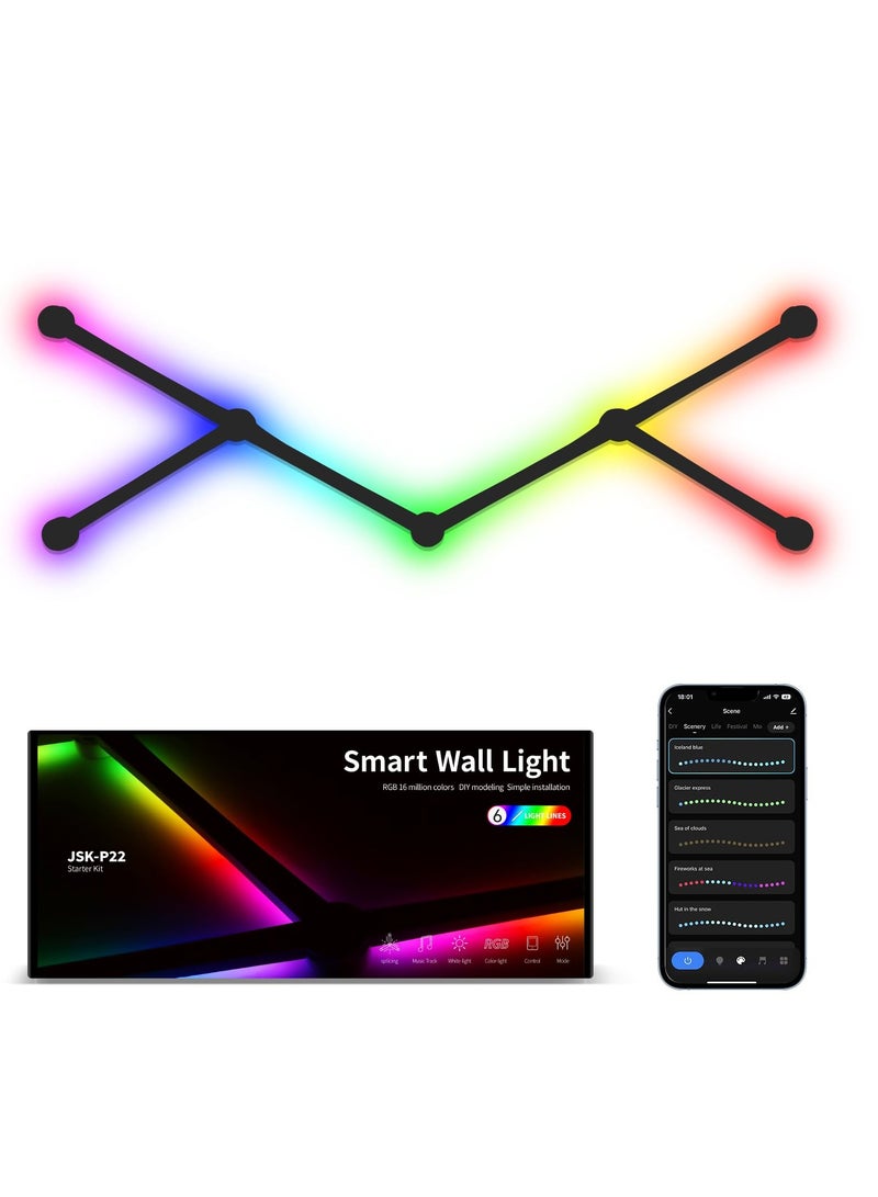 سيوسي أضواء حائط ذكية مزودة بشرائط LED RGB واي فاي بـ 16 مليون لون، قابلة للتعتيم ومتزامنة مع الموسيقى، مثالية للألعاب والحفلات والبث، متوافقة مع أليكسا وجوجل أسيستانت  - Image 1
