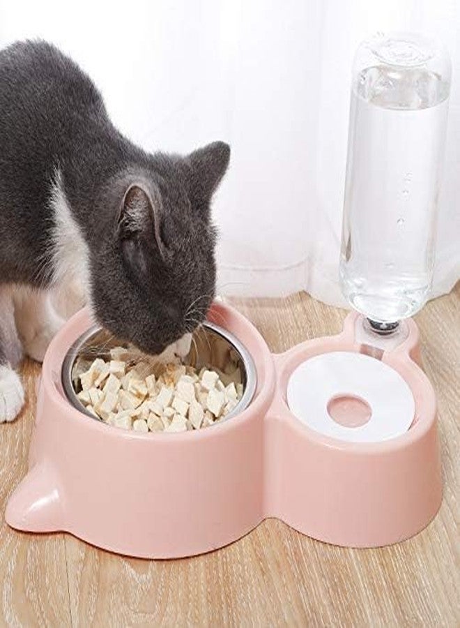 Hovico 2 in 1 Bowl Water and Food Cat Feeder with Detachable Stainless Steel Bowl and Automatic Water Dispenser Bottle for Small Pets (Multi-Colour Set of 1) - Image 5