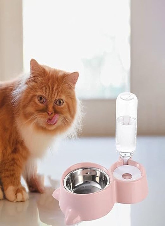 Hovico 2 in 1 Bowl Water and Food Cat Feeder with Detachable Stainless Steel Bowl and Automatic Water Dispenser Bottle for Small Pets (Multi-Colour Set of 1) - Image 3