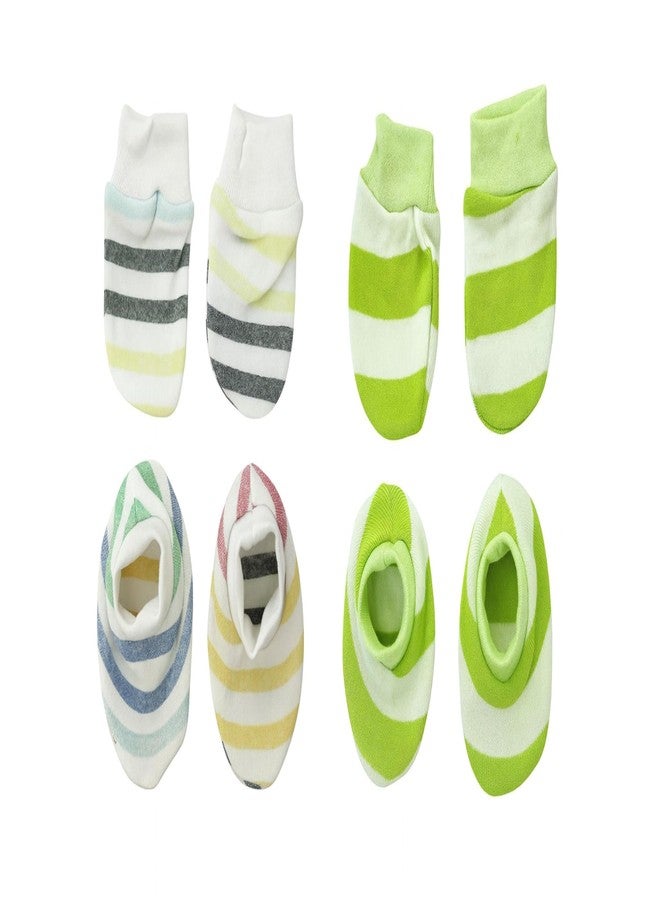 KIDDOLANE Baby Mitten & Booties Set | Soft Cotton Gloves & Socks for Newborn Essentials | Unisex Multi-Color GW Prints | 2 Pairs | 0-3 Months - Image 1