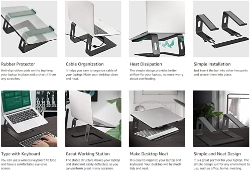 Gadget Wagon 10 13 14 15.6" Laptop Stand, Ergonomic Aluminum Laptop, Detachable,Riser Notebook Holder - Image 2