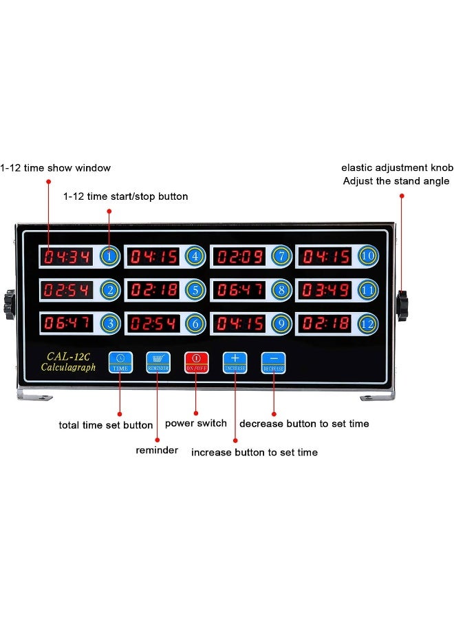 BIZOEPRO 12 Channel Digital Kitchen Timer Cooking Timer Reminder Commercial Burger Bakery Restaurant Clock Loud Alarm Stainless Steel LED Display Calculagraph Timer  - Image 2