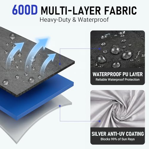 NEVERLAND 600D Waterproof Kayak Cover Heavy Duty Kayak Covers for Outdoor Storage UV Dust Fade Resistant Kayak Accessories for Kayak Canoe SUP Black 10812 ft - Image 3