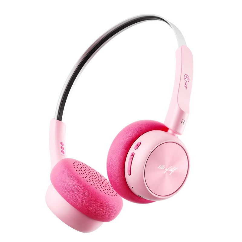 iKF R1 Wireless Retro Headphones | Bluetooth V 5.3 | 60 Hours Playtime | APP Custom Sound | Game Mode | Noise Isolation | Built-in Microphone | Throwback 80s 90s Design | Pink - Image 1