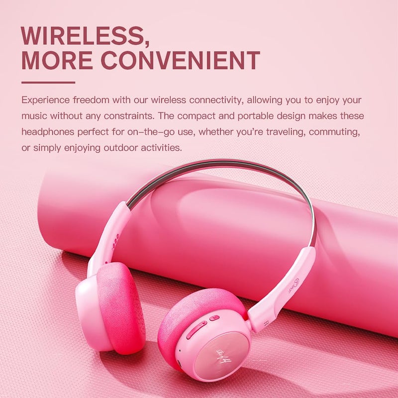iKF R1 Wireless Retro Headphones | Bluetooth V 5.3 | 60 Hours Playtime | APP Custom Sound | Game Mode | Noise Isolation | Built-in Microphone | Throwback 80s 90s Design | Pink - Image 3