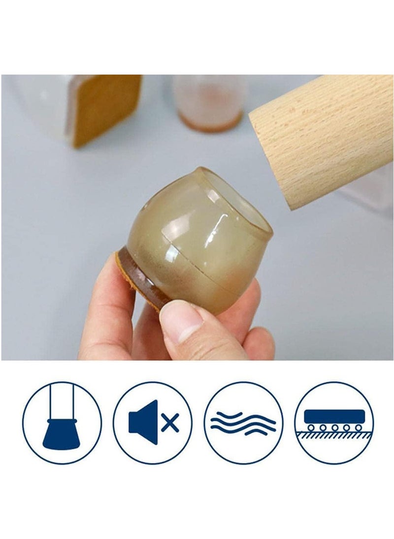 MileMelo - 16 Pcs Chair Leg Floor Protectors for Hardwood Floors Round Silicone Covers to Protect Wood Tile Floors Felt Pads Furniture Leg Caps Non-Slip Reduce Noise - Image 1