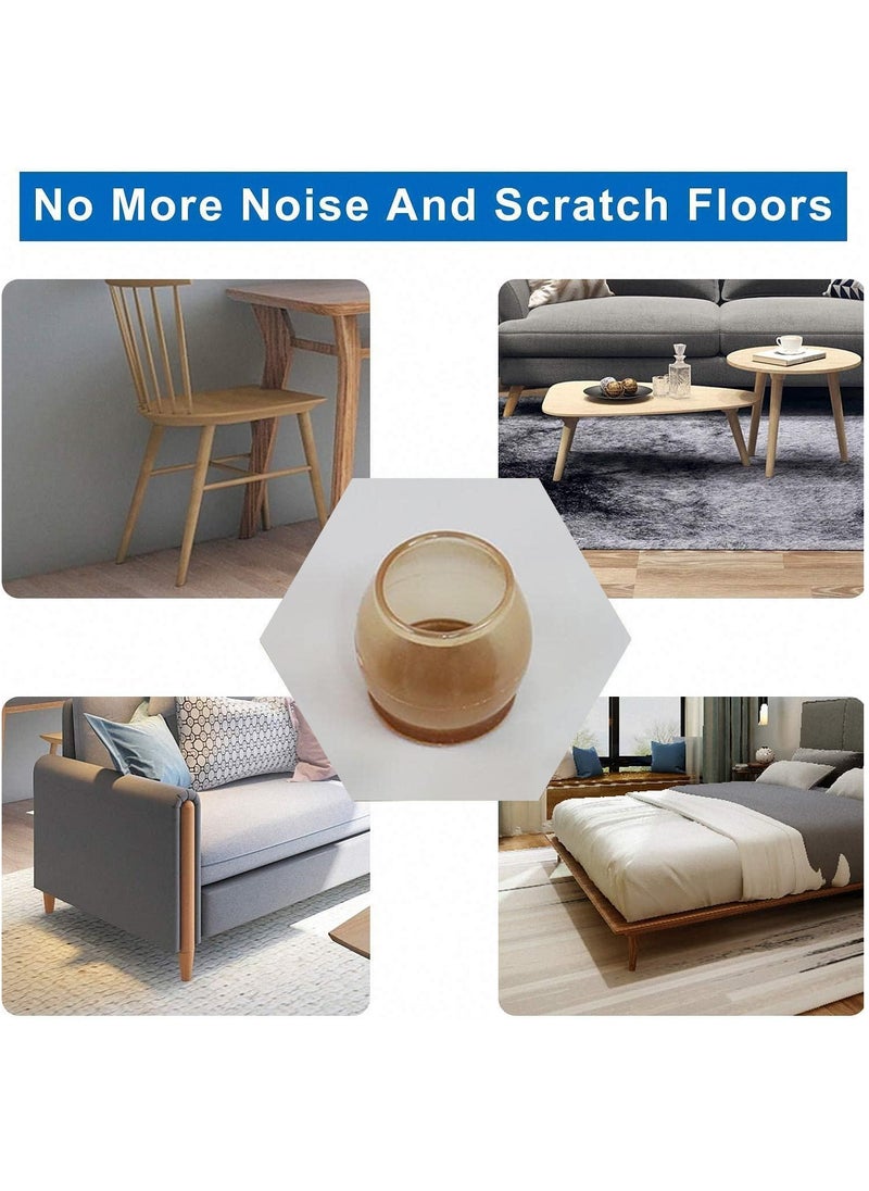 MileMelo - 16 Pcs Chair Leg Floor Protectors for Hardwood Floors Round Silicone Covers to Protect Wood Tile Floors Felt Pads Furniture Leg Caps Non-Slip Reduce Noise - Image 1