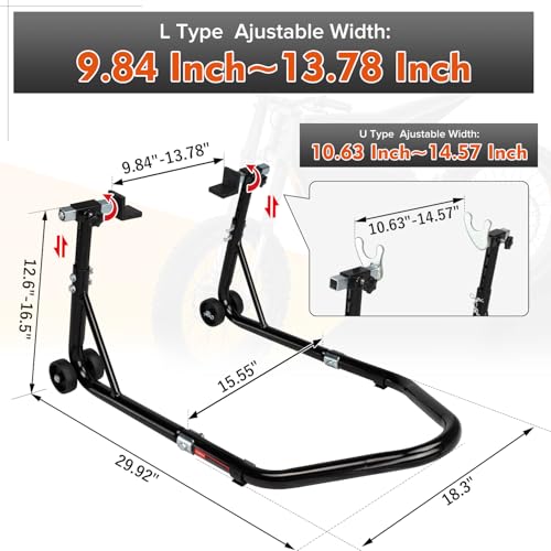 Donext Motorcycle Stand 850LB Adjustable Sport Bike Rear Wheel Lift Swingarm Paddock Stands Black, 5 Adjustable Heights, U+L - Image 4
