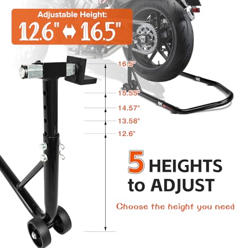 Donext Motorcycle Stand 850LB Adjustable Sport Bike Rear Wheel Lift Swingarm Paddock Stands Black, 5 Adjustable Heights, U+L - Image 2