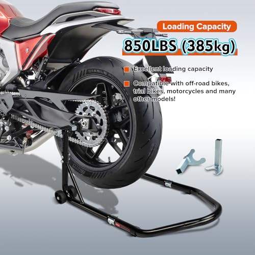 Donext Motorcycle Stand 850LB Adjustable Sport Bike Rear Wheel Lift Swingarm Paddock Stands Black, 5 Adjustable Heights, U+L - Image 3