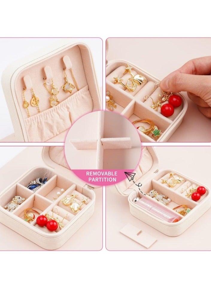 علبة مجوهرات صغيرة من الجلد سهلة الحمل لتنظيم المجوهرات والخواتم وصندوق هدايا للبنات والنساء - صندوق حافظة مجوهرات ومكياج ومستحضرات تجميل منظم للنساء - حامل للسلاسل والحلقان والأساور والخواتم منظم اكسسوارات، صندوق مجوهرات لتخزين الأقراط والأساور والخواتم والقلائد منظم صندوق المجوهرات علبة للاكسسوارات والمكياج، تنظيم اكسسوارات منظم ذهب وفضة واكسسوارات - صندوق مجوهرات صغير للسفر منظم شنط جلد صناعي عرض محمولة للنساء للسلاسل والحلقان والخواتم والاكسسوارات - Image 4
