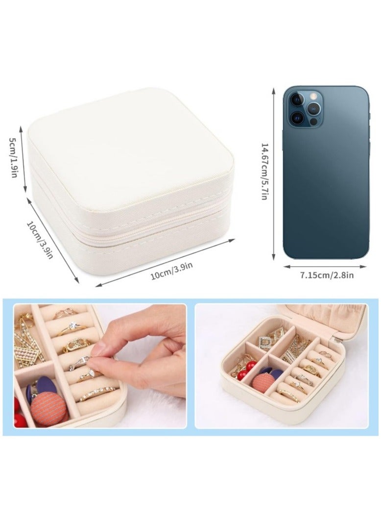 علبة مجوهرات صغيرة من الجلد سهلة الحمل لتنظيم المجوهرات والخواتم وصندوق هدايا للبنات والنساء - صندوق حافظة مجوهرات ومكياج ومستحضرات تجميل منظم للنساء - حامل للسلاسل والحلقان والأساور والخواتم منظم اكسسوارات، صندوق مجوهرات لتخزين الأقراط والأساور والخواتم والقلائد منظم صندوق المجوهرات علبة للاكسسوارات والمكياج، تنظيم اكسسوارات منظم ذهب وفضة واكسسوارات - صندوق مجوهرات صغير للسفر منظم شنط جلد صناعي عرض محمولة للنساء للسلاسل والحلقان والخواتم والاكسسوارات - Image 2
