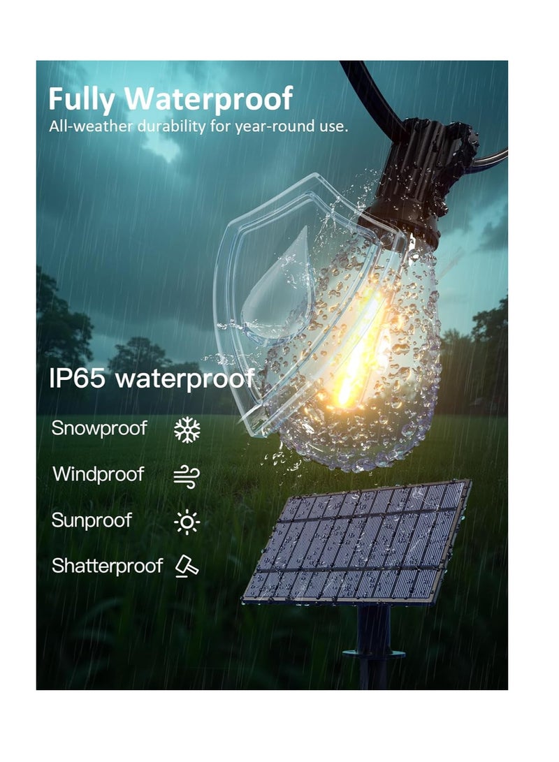 general luckystyle 50FT Solar String Lights Outdoor Waterproof with 18+1 LED Bulbs Long Last for 20+Hrs, Commercial Grade Shatterproof USB Patio Solar Powered Lights for Camping，Backyard, Garden, Porch Decor - Image 4