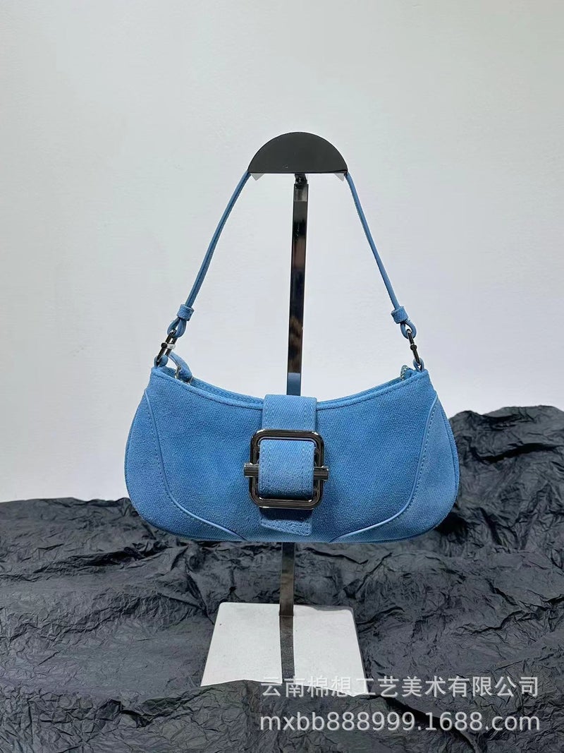 Women'S Bag Style Niche Textured Baguette Bag Retro Underarm Bag Versatile Ins Shoulder Bag Patchwork Trendy - Image 1