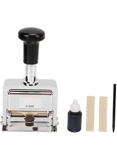 Number Stamp - 12 Digit Self Inking Automatic Numbering Stamp, Clearly Coded Zinc Alloy Numbering Machine with Handle for Document Identification Number, Date, Serial Number, Tickets