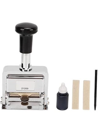 Number Stamp - 12 Digit Self Inking Automatic Numbering Stamp, Clearly Coded Zinc Alloy Numbering Machine with Handle for Document Identification Number, Date, Serial Number, Tickets - pzsku/Z8057525348EDD225B4A5Z/45/1741562299/05705fd6-feb6-4995-877c-6eff0a528ba6