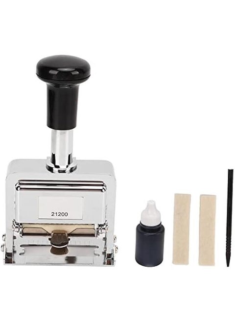 Number Stamp - 12 Digit Self Inking Automatic Numbering Stamp, Clearly Coded Zinc Alloy Numbering Machine with Handle for Document Identification Number, Date, Serial Number, Tickets