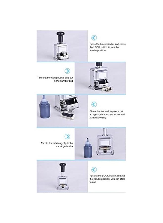 Generic - Number Stamp - 12 Digit Self Inking Automatic Numbering Stamp, Clearly Coded Zinc Alloy Numbering Machine with Handle for Document Identification Number, Date, Serial Number, Tickets - Image 1